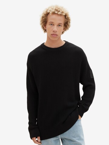 TOM TAILOR DENIM Sweater in Black: front