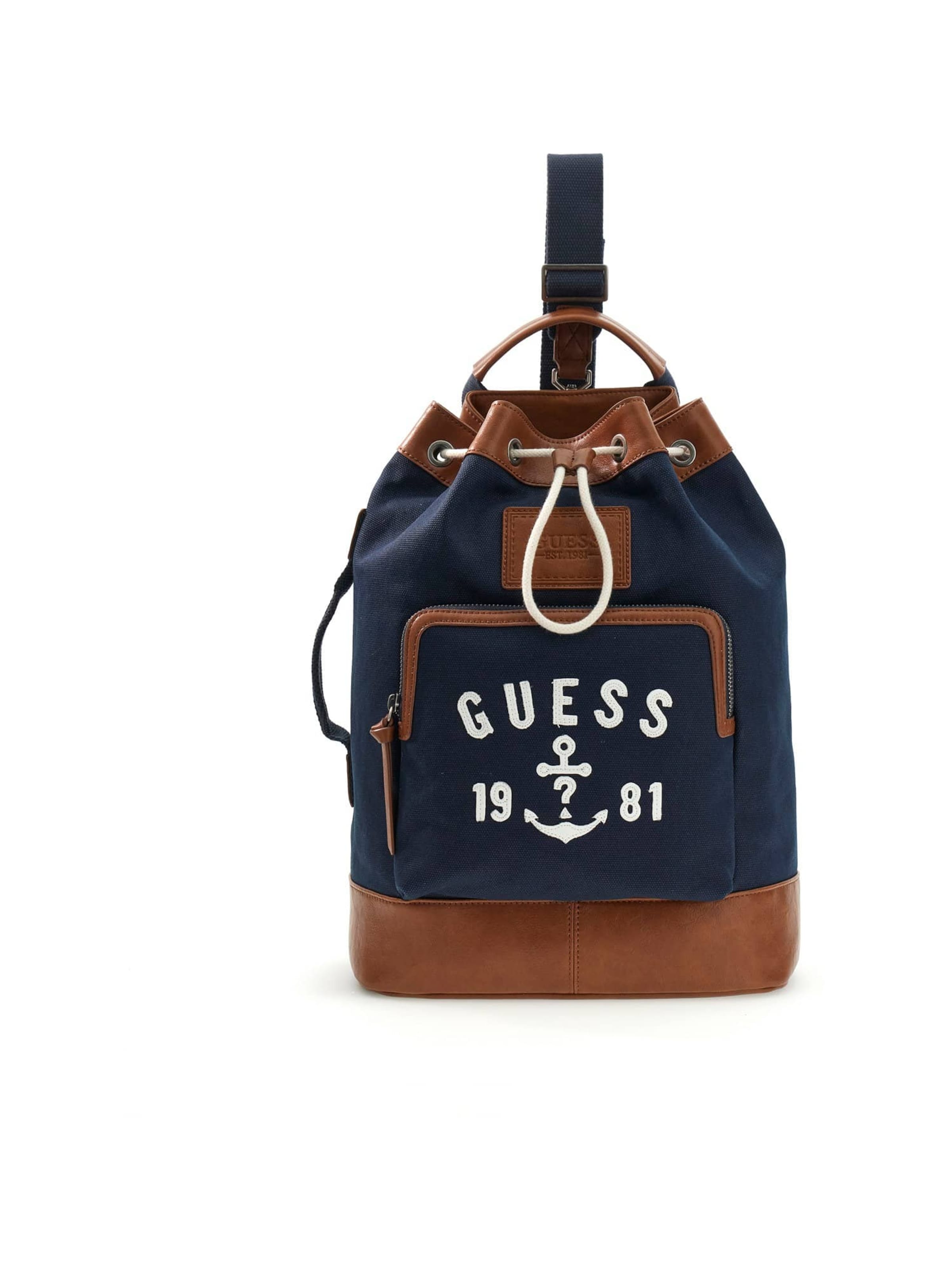 GUESS Backpack 'Oslo' in Dark blue / Brown / White, Item view