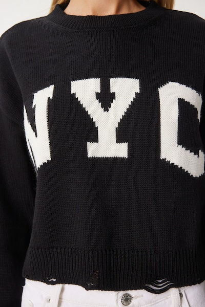 Happiness İstanbul Sweater in XS-XL in Black / White, Item view
