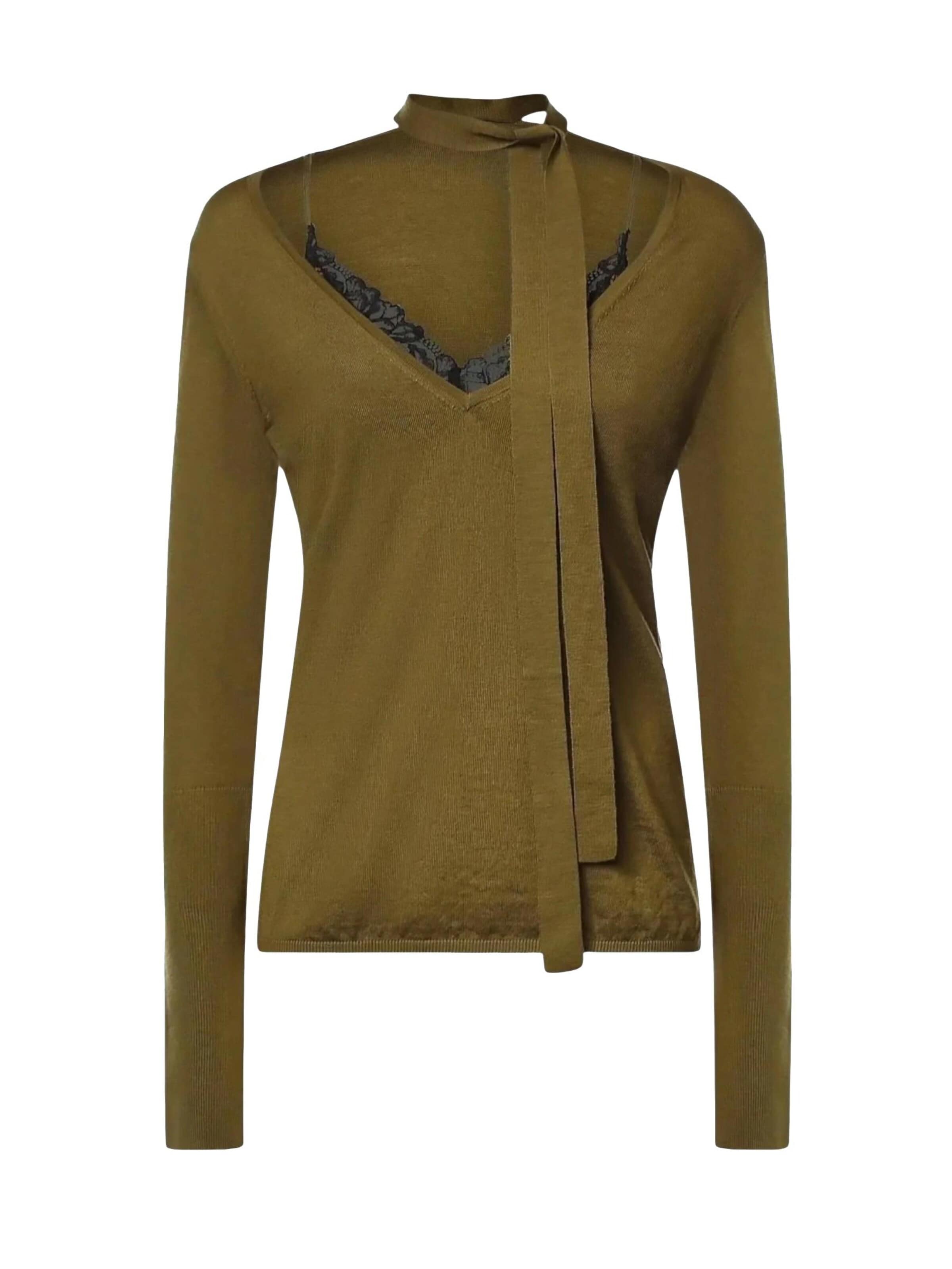 PINKO Pullover 'PINKO SOFFIO MAGLIA LINGERIE 100 LANA Maglieria'‌ in Grün: Vorderseite