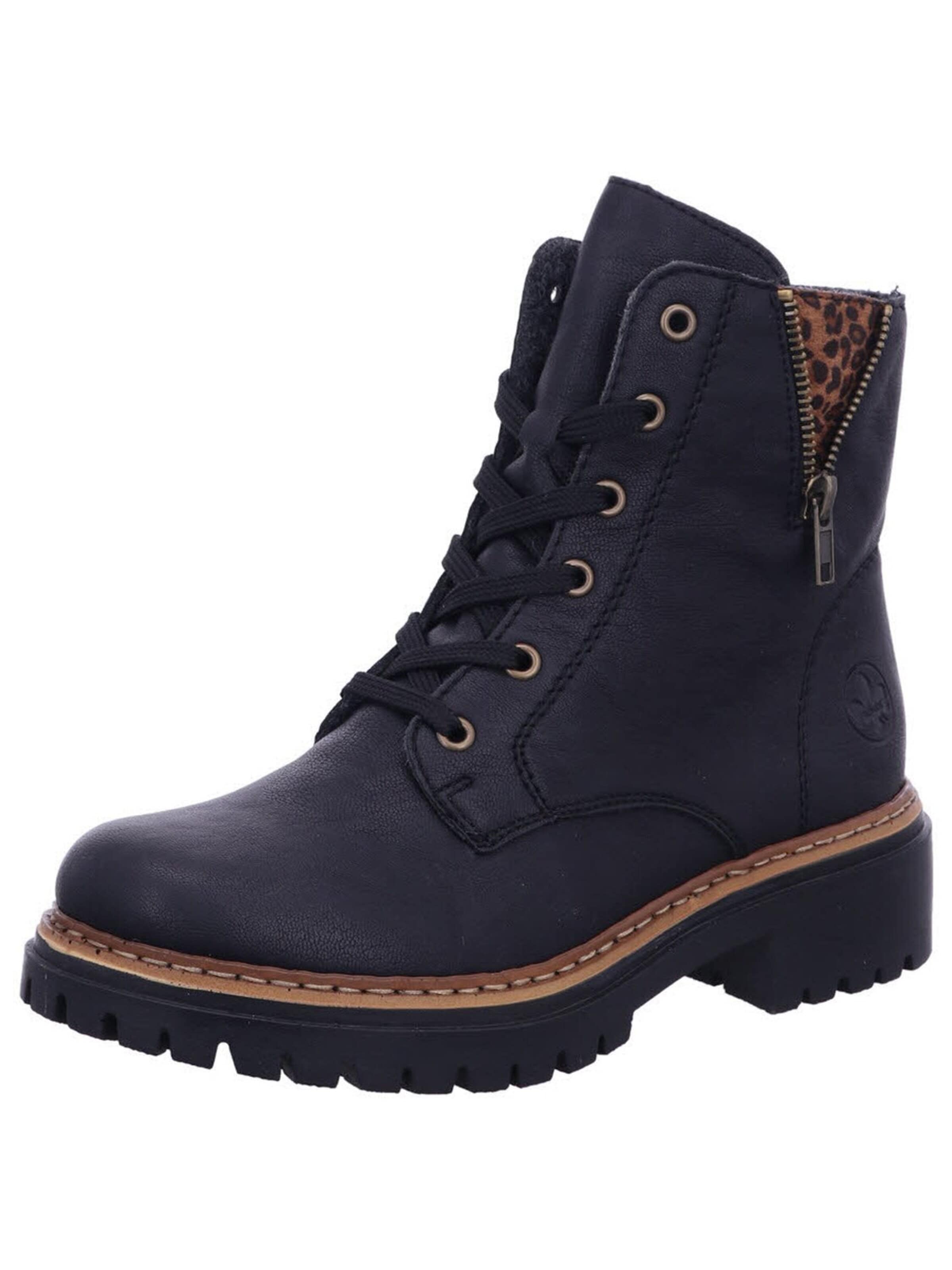 Rieker Boots 'Stiefel Damen 72617-00 Echtleder in schwarz' in Zwart: voorkant