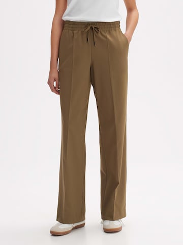 OPUS Wide leg Pleated Pants 'Moliti' in Green: front