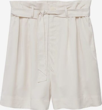 MANGO Wide Leg Bukser med lægfolder i beige: forside