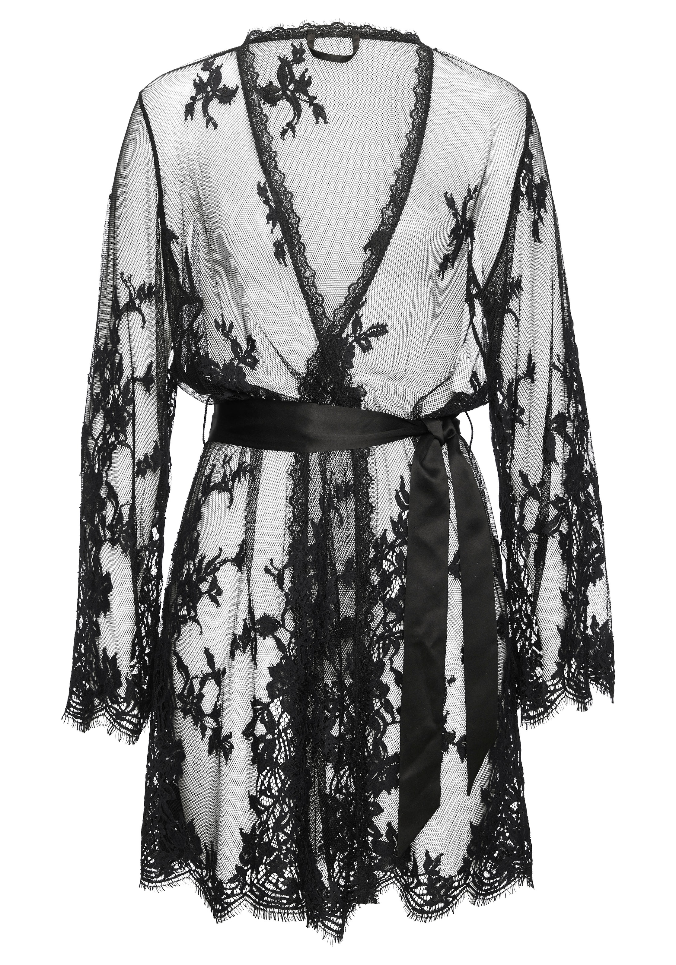 LASCANA Dressing Gown in Black: front
