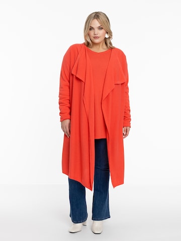 Yoek Knit Cardigan in Orange