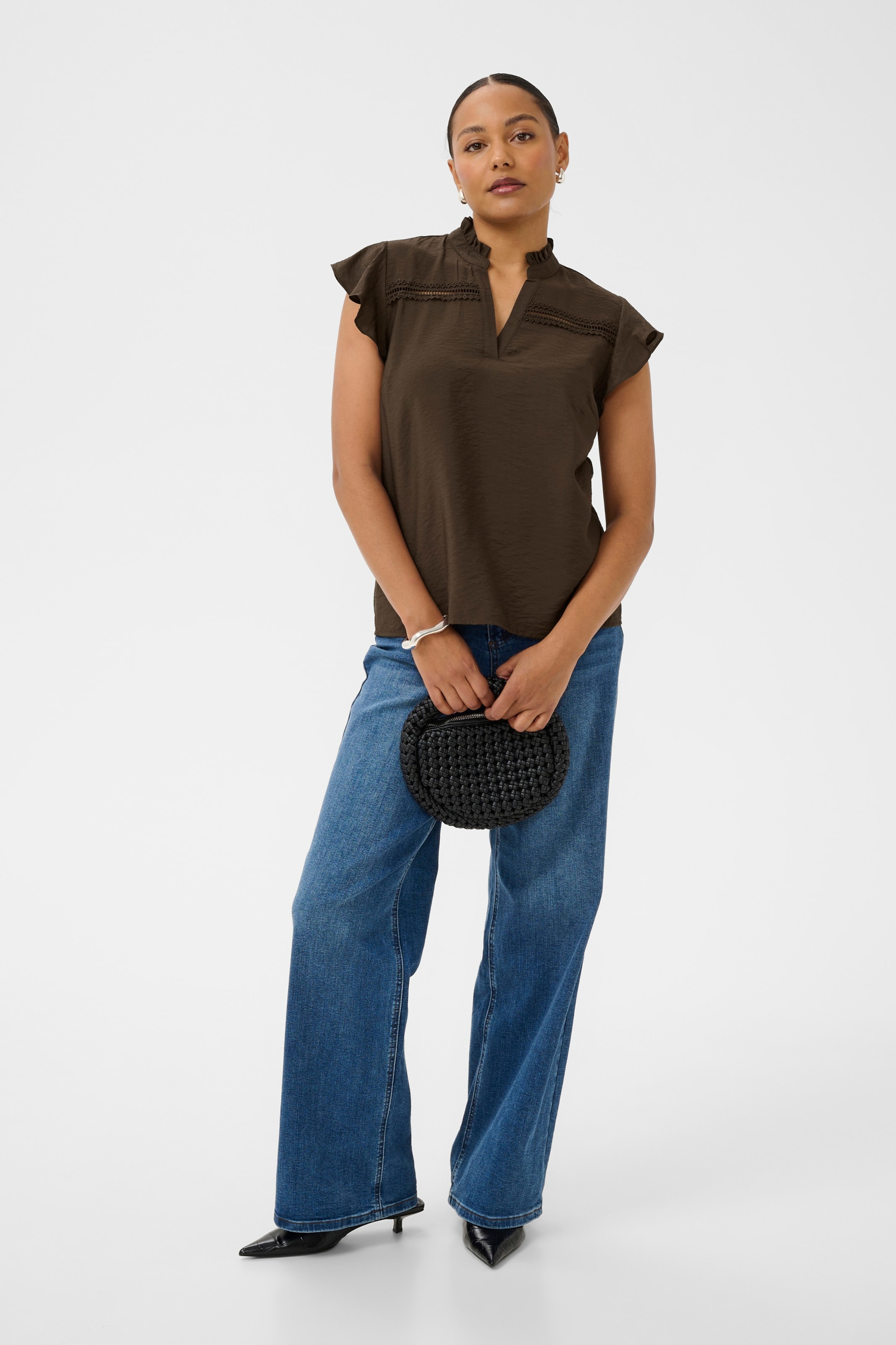Kaffe - Blusa 'Sonj' em castanho