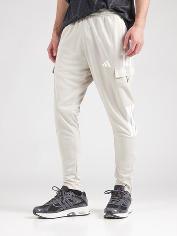 Coupe slim Pantalon de sport 'TIRO' ADIDAS SPORTSWEAR en gris : devant