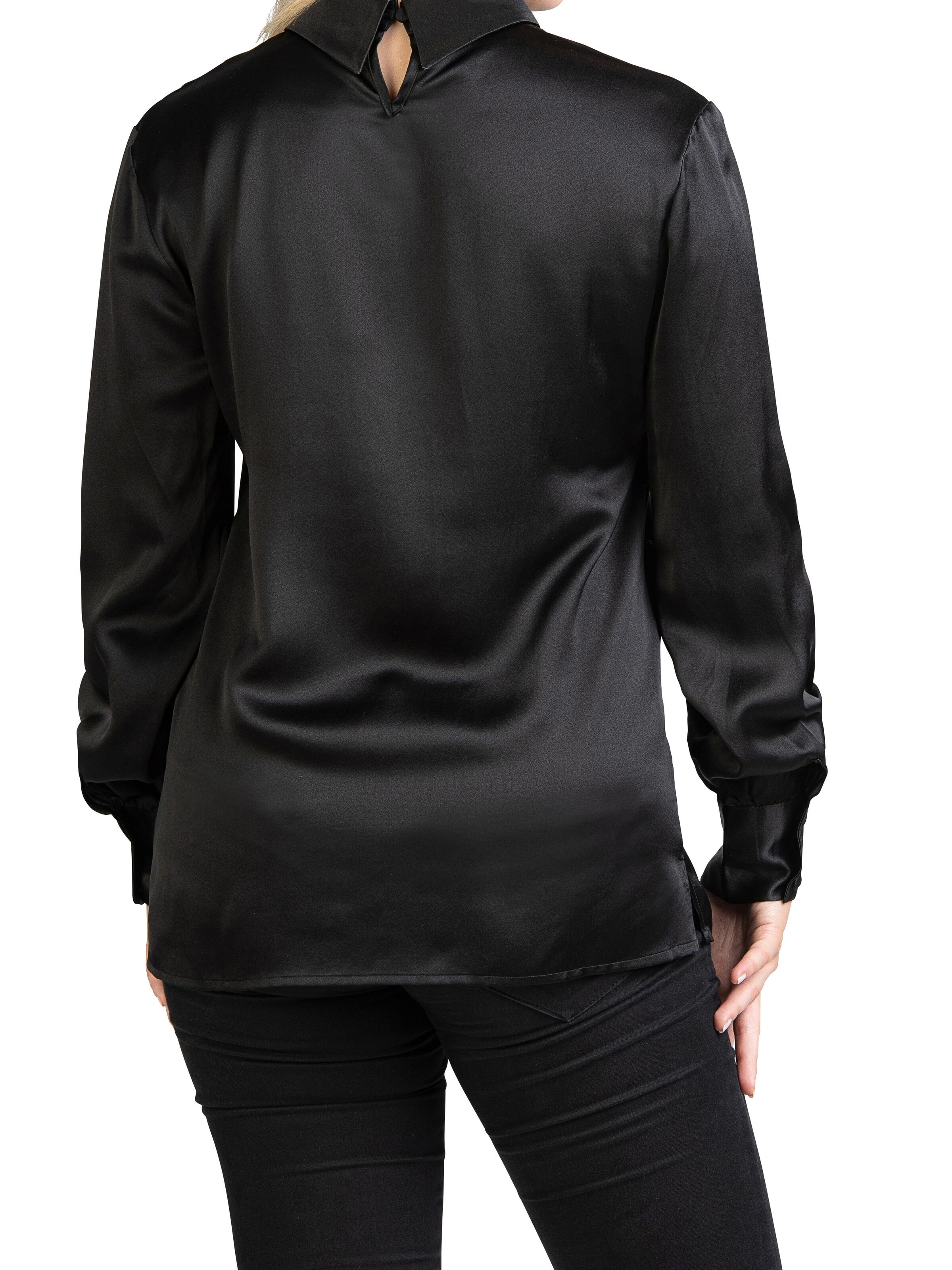 Posh Gear Blouse 'Seidenbluse Satinoseta' in Zwart