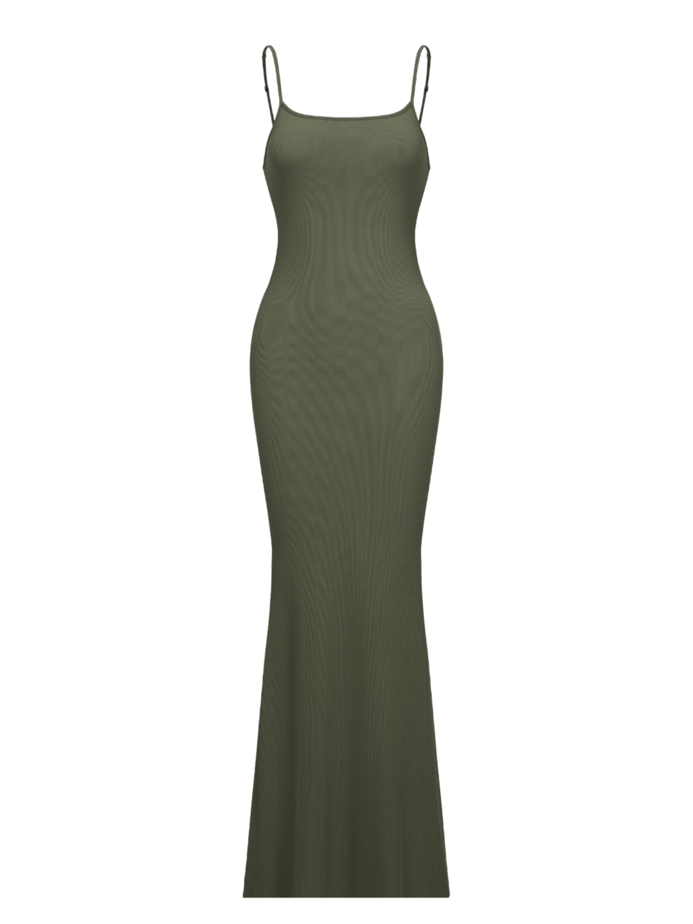 cfab (formerly creamy fabrics) Klänning 'Ribbed Cami Maxikleid' i grön: framsida
