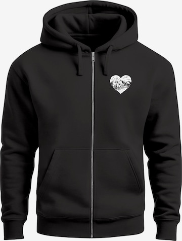 Neverless Sweatjacke 'Wanderlust' in Schwarz: Vorderseite