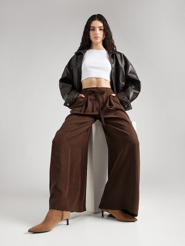 MORE & MORE Wide leg Παντελόνι πλισέ σε καφέ