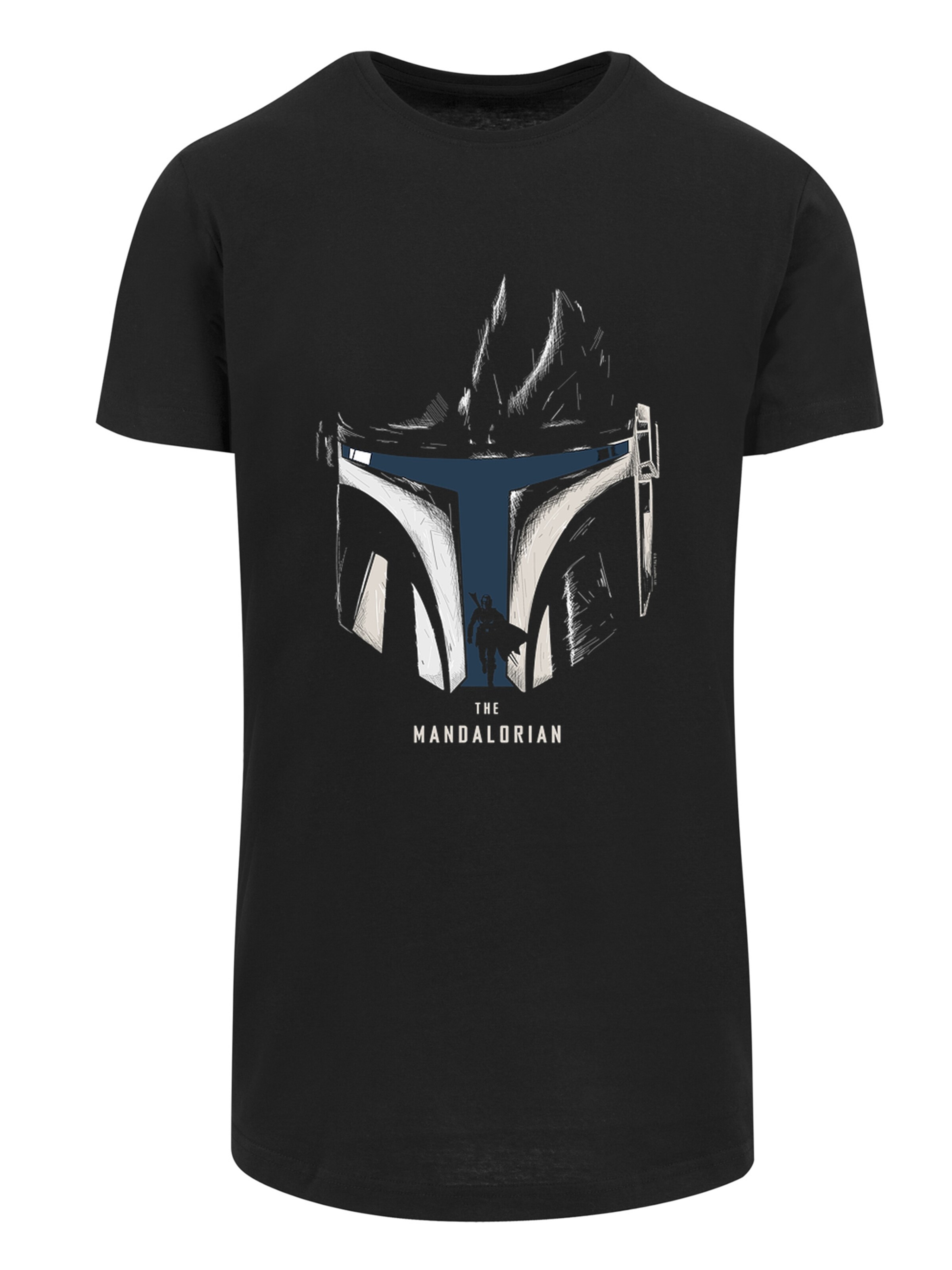 T-Shirt 'Star Wars The Mandalorian Helmet Silhouette' F4NT4STIC en noir : devant