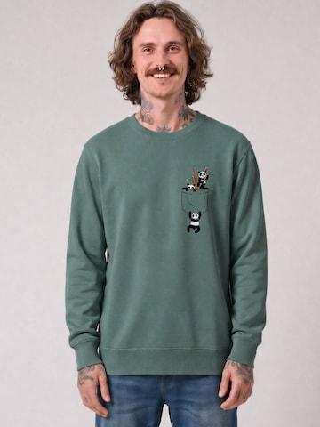 Watapparel Sweatshirt 'Pocket Pandas' in Groen: voorkant
