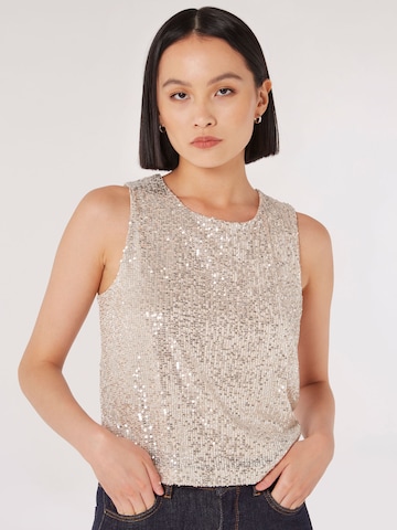 Apricot Sequin Shell Top ' ' in Beige: Vorderseite