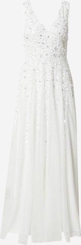 LACE & BEADS - Vestido de noche 'Oriya' en blanco: frente