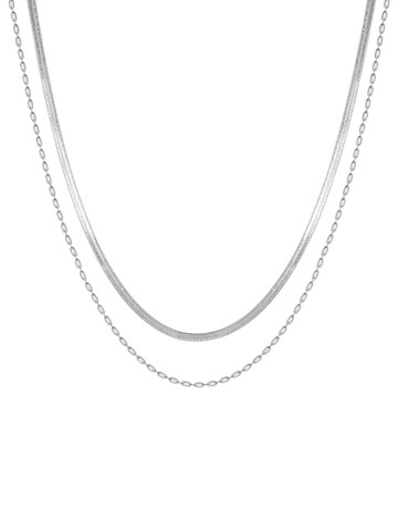 Hey Happiness Necklace 'Layer Grip' in Silver: front