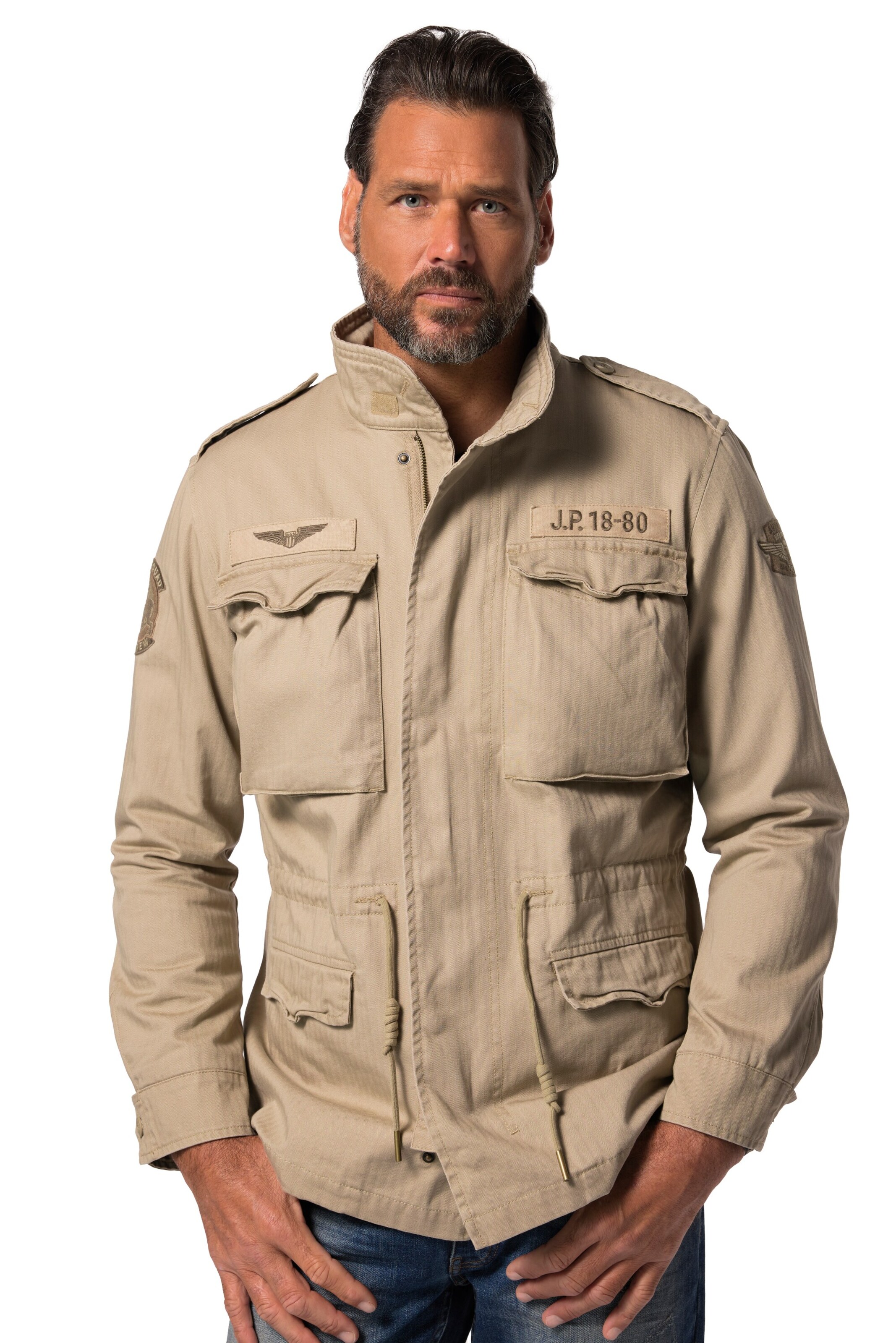 JP1880 Between-season jacket in Beige: front