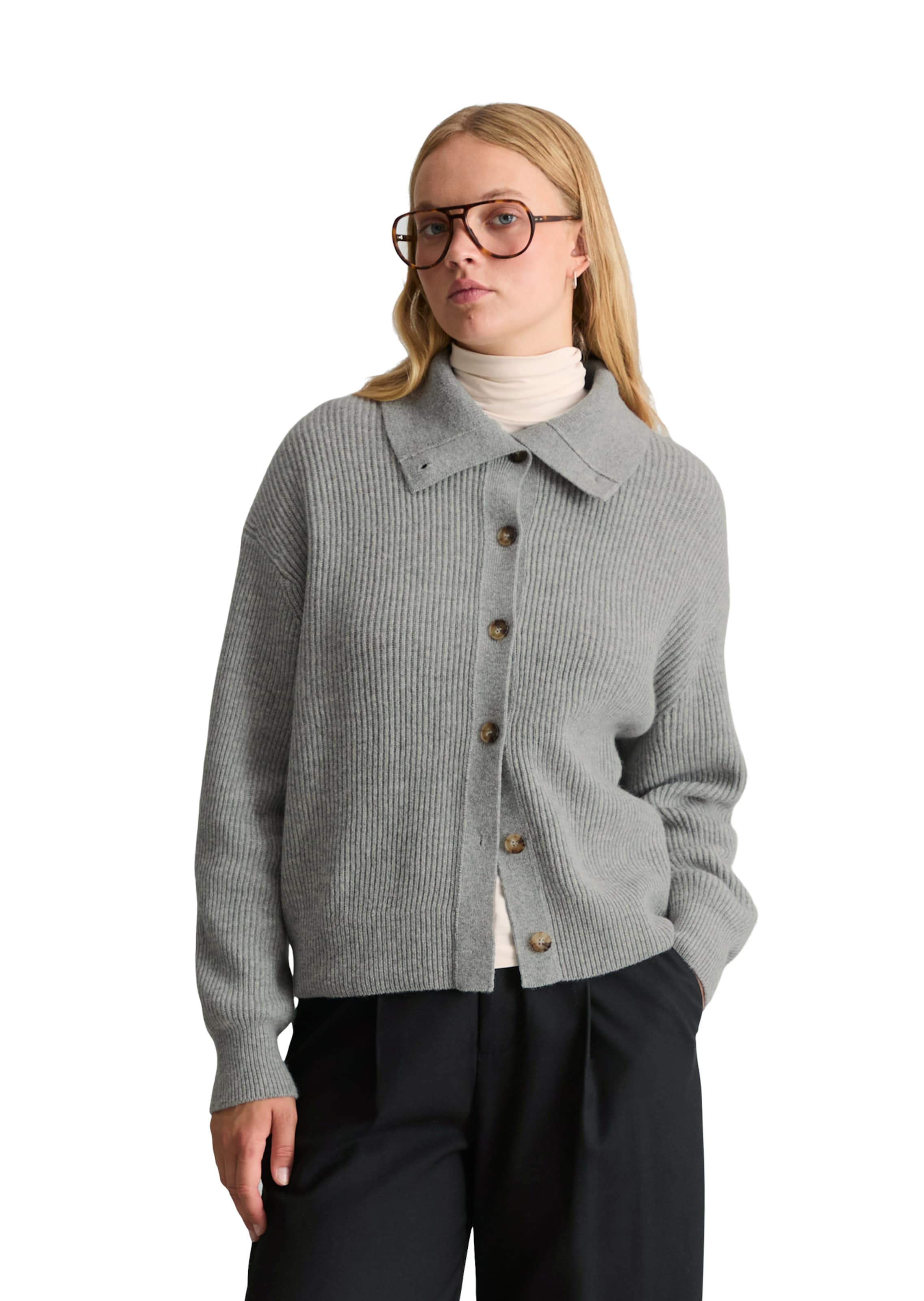 Marc O'Polo DENIM Strickjacke in Grau: Vorderseite
