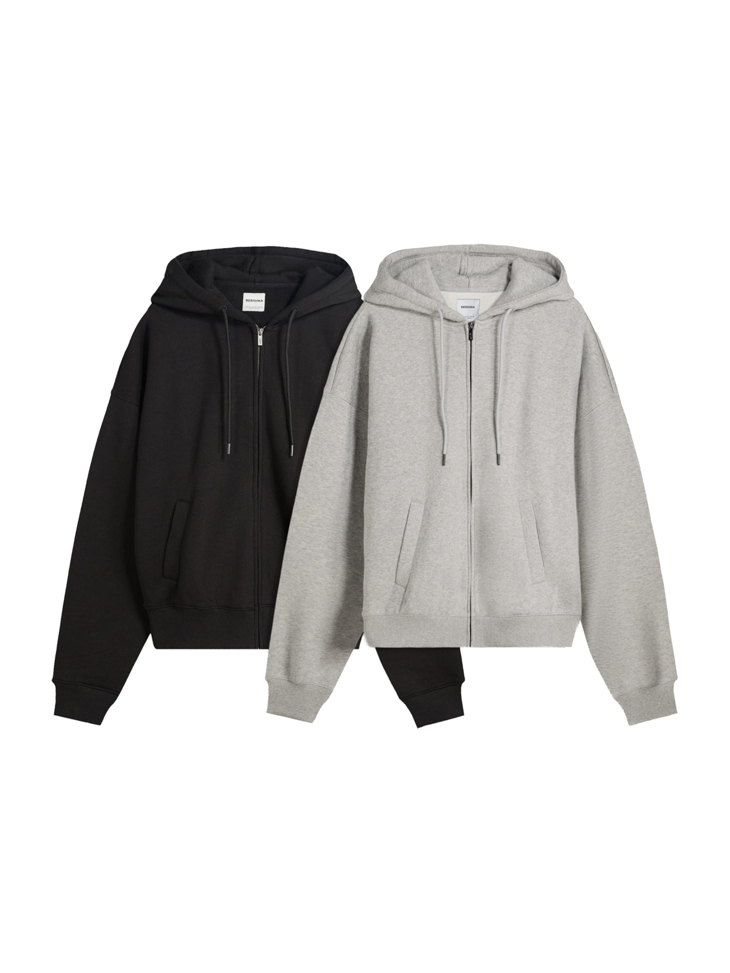 Giacca di felpa Bershka di colore grigio / nero, Visualizzazione prodotti