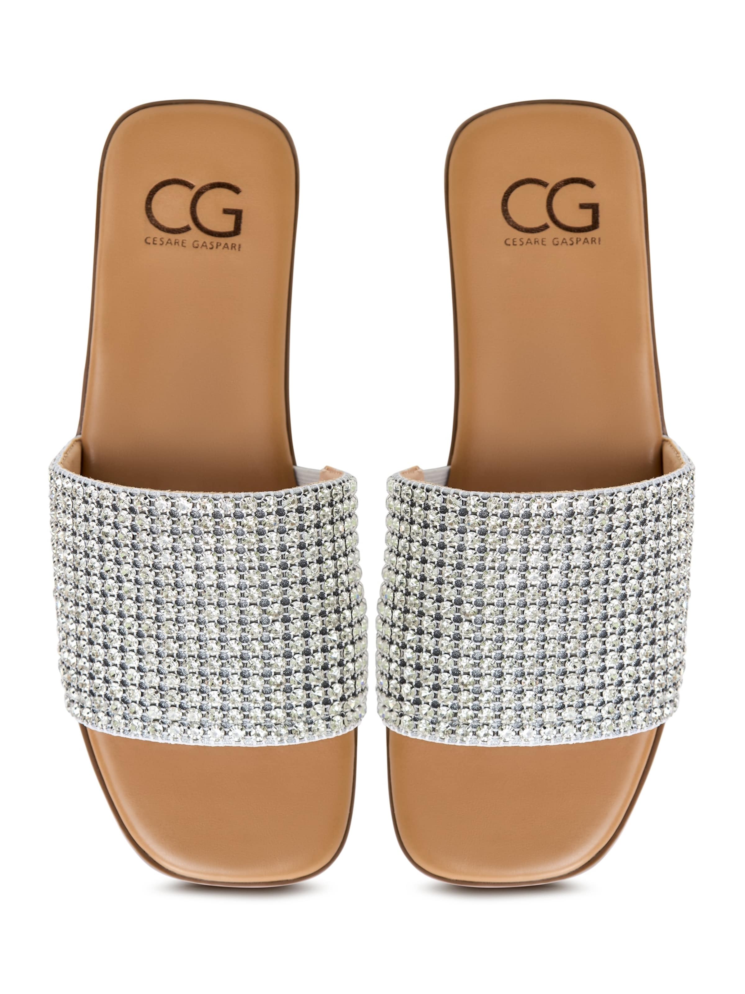 CESARE GASPARI Mules in Silver