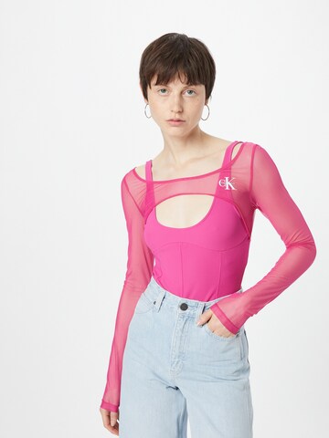 Calvin Klein Jeans Shirt Bodysuit in Pink: front