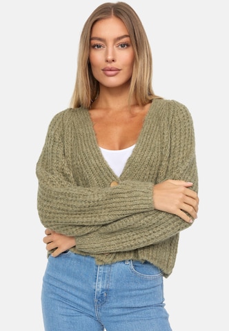 Decay Knit Cardigan in Green: front