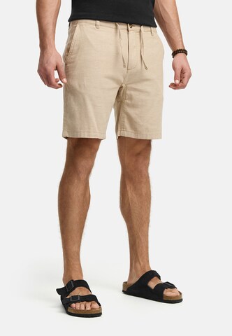 INDICODE JEANS Regular Trousers 'Erwil' in Beige