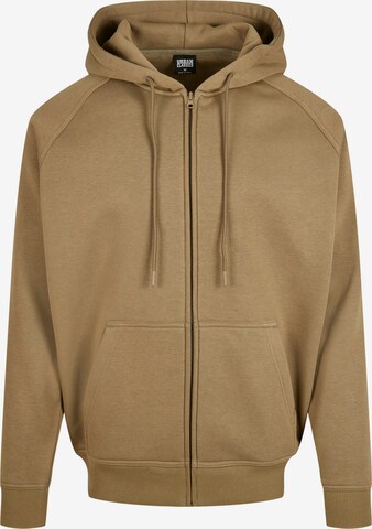 Urban Classics Zip-Up Hoodie in Green: front