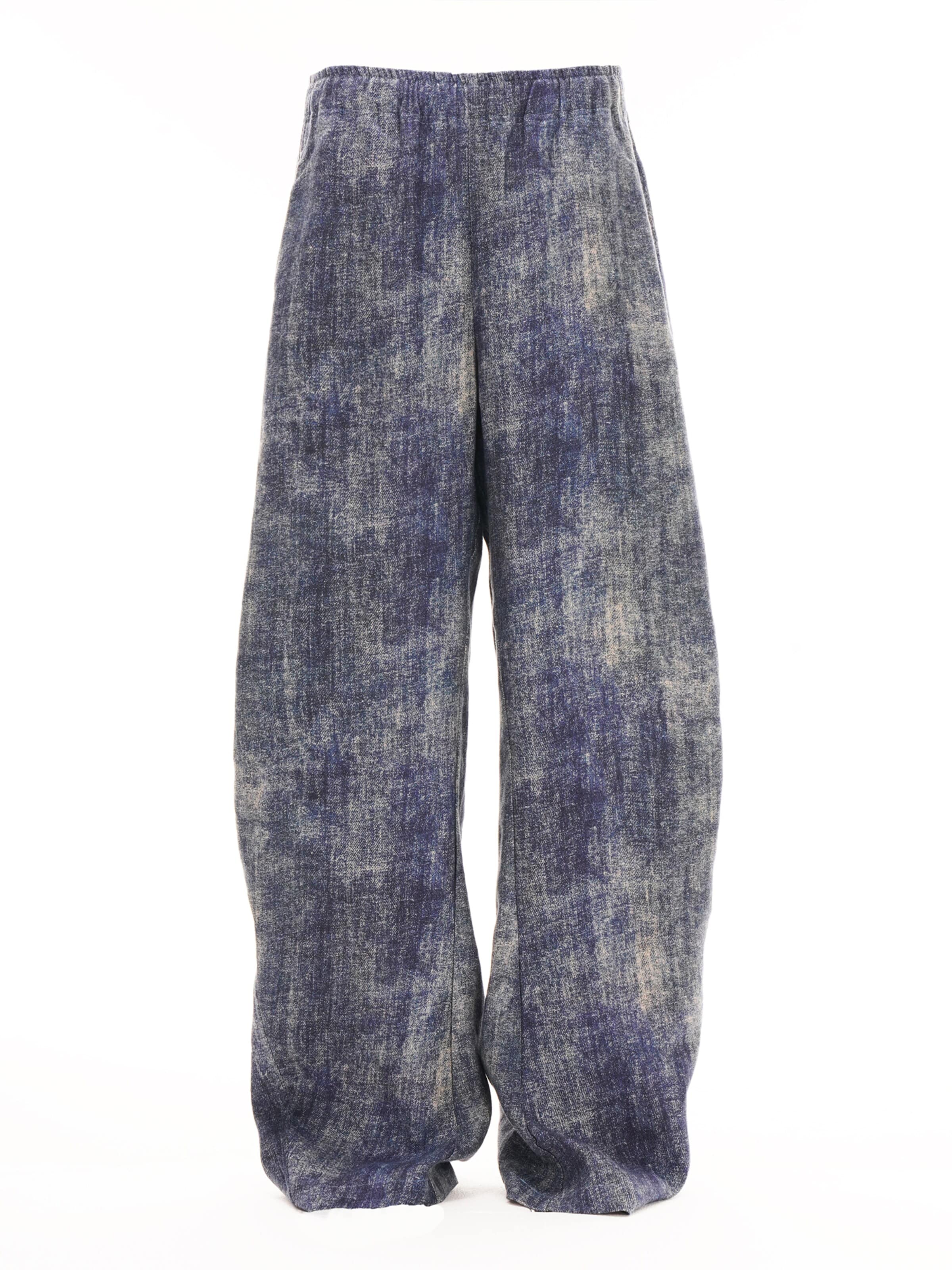Regular Pantalon 'YOLIGEX Lockere Leinenhose Batik-Muster mit Gummibund' yoligex en bleu : devant