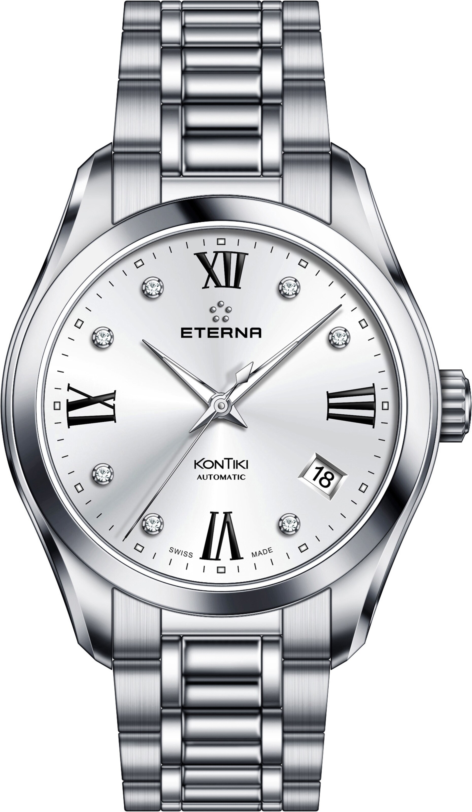 ETERNA Analoguhr in Silber: Vorderseite
