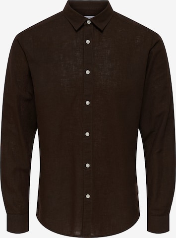 Only & Sons Slim fit Overhemd 'ONSCaiden' in Bruin: voorkant