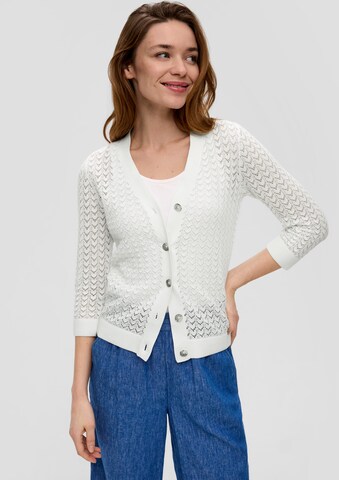 s.Oliver Knit Cardigan in White: front