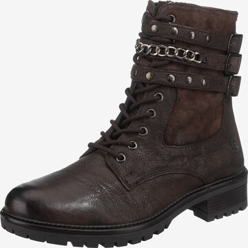 JOLANA & FENENA Lace-Up Ankle Boots in Brown: front
