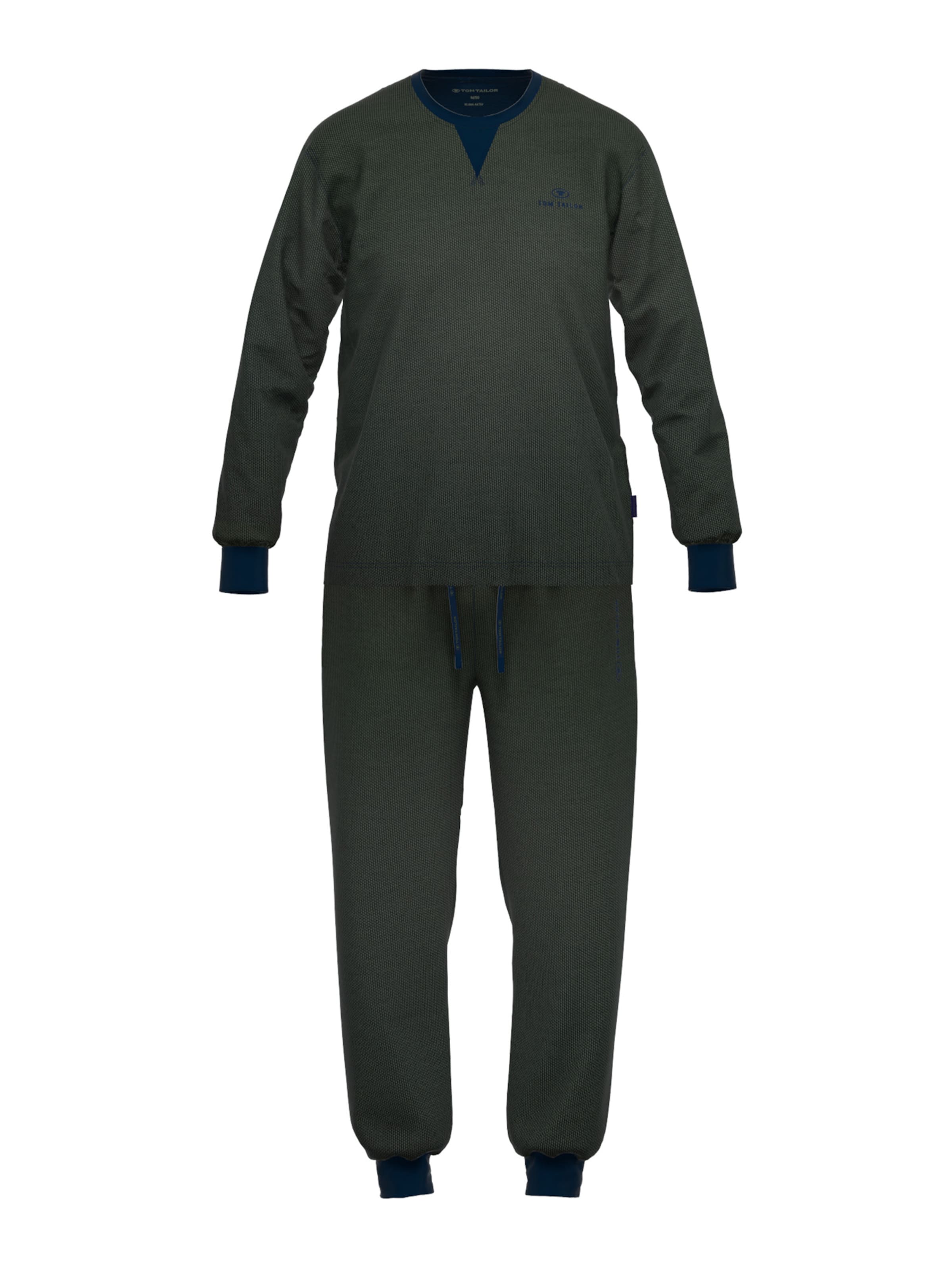 TOM TAILOR Пижама длинная в Зеленый: спереди