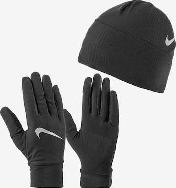 NIKE Accessoires Set: Sportmütze + Handschuhe in Schwarz: predná strana