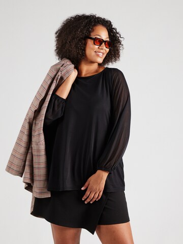 ONLY Carmakoma - Blusa 'CARFOREST' en negro: frente