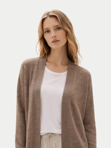 GOBI Cashmere Kofta 'Ajour Knit Open-Front Cashmere Cardigan' i grå: framsida
