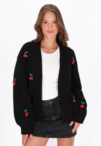 MYMO Oversize kardigán - Čierna: predná strana