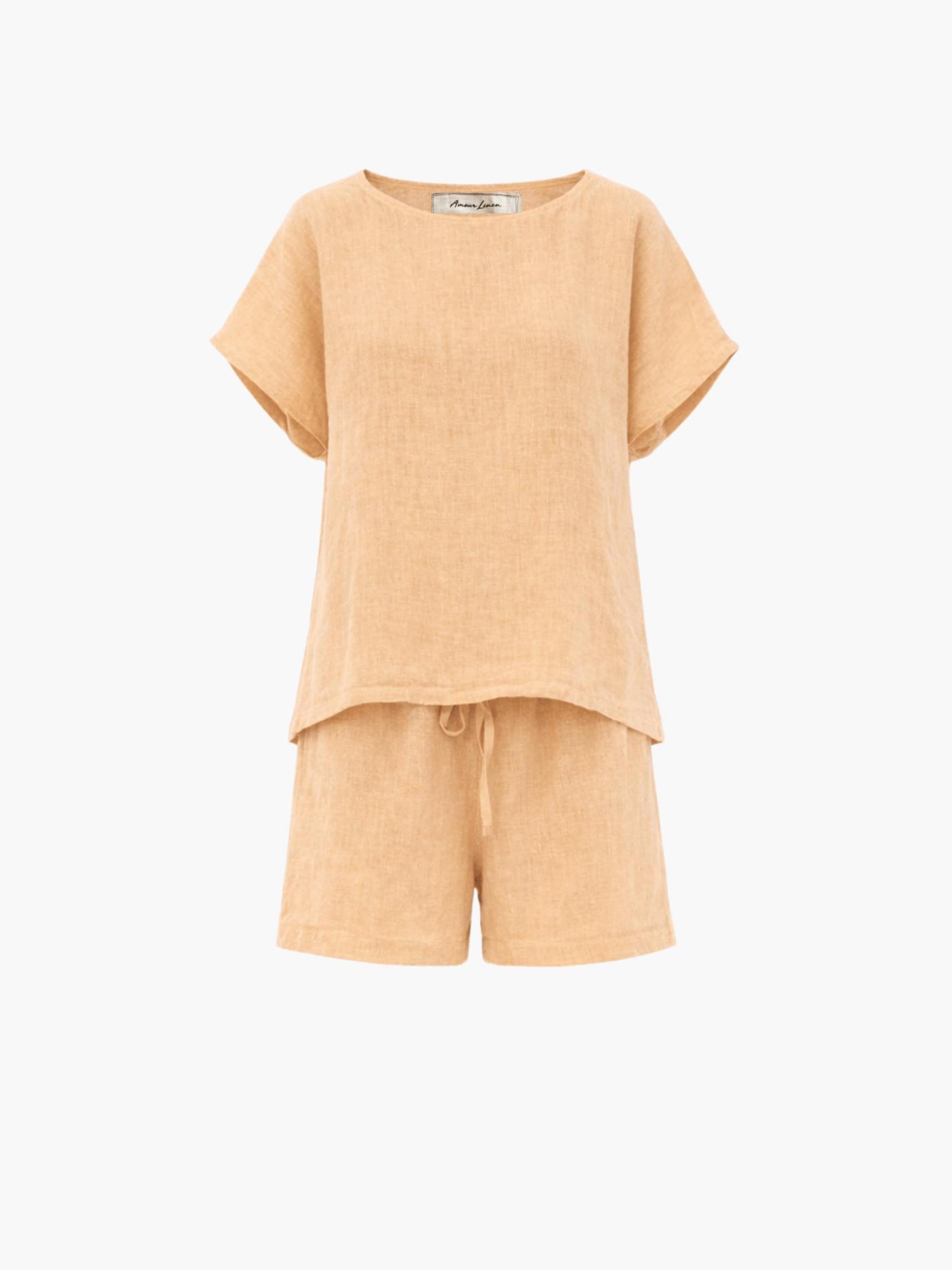 Pigiama 'Cloud Nine' di AmourLinen in giallo: frontale