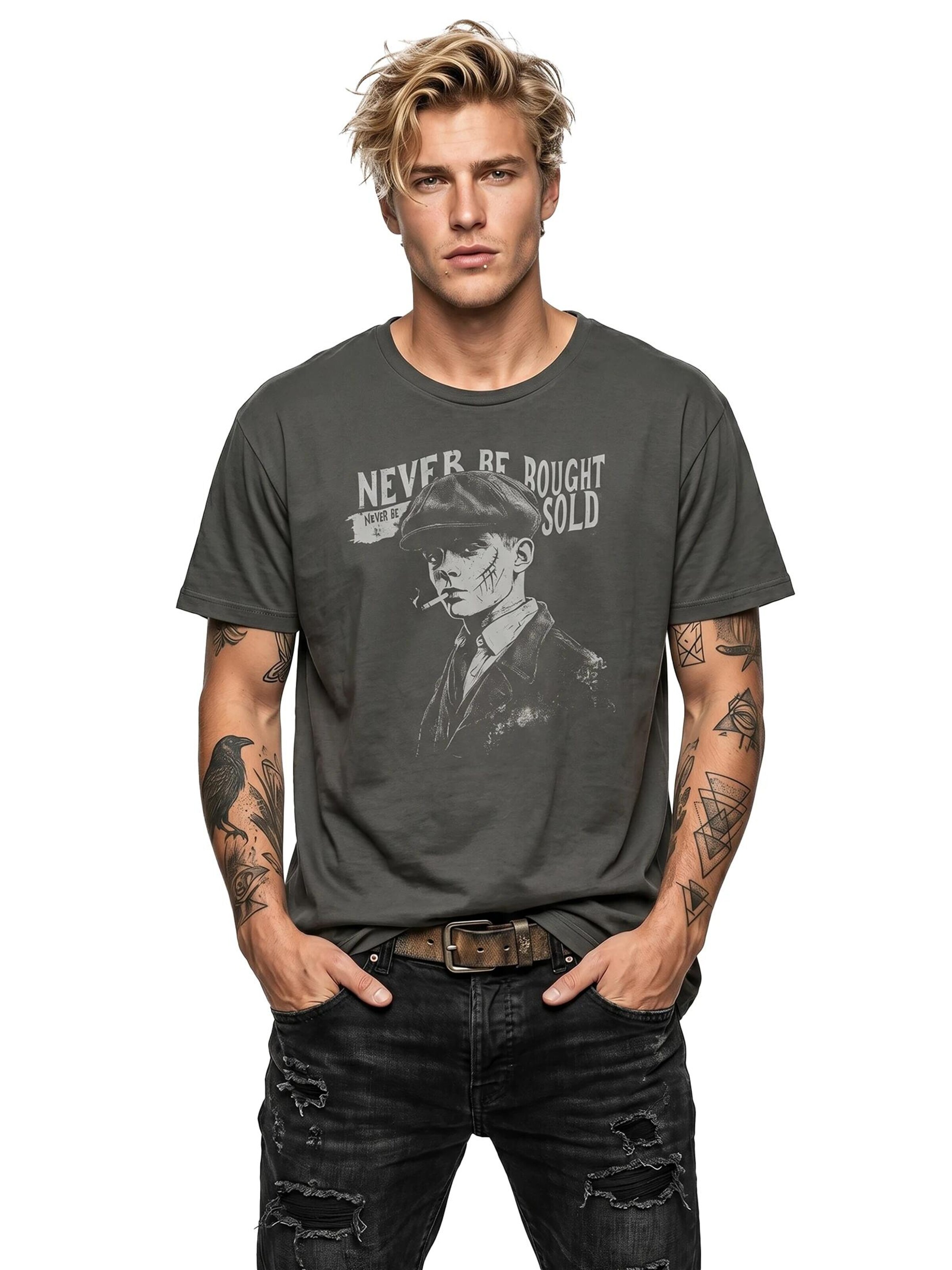 MAKAYA Shirt 'Never Be Bought' in Grey
