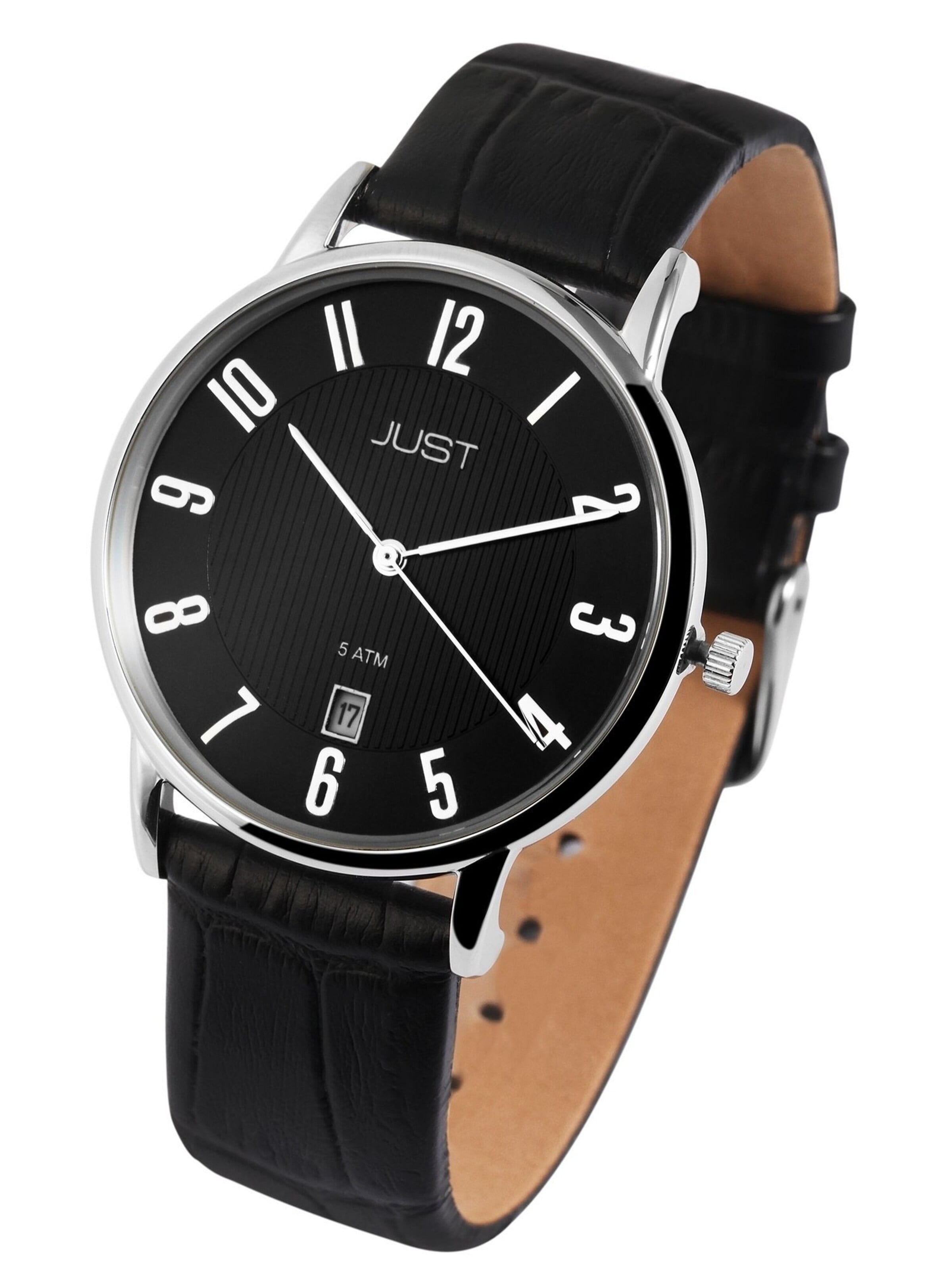 JUST Analog Watch 'Saxton, Datumsanzeige' in Black