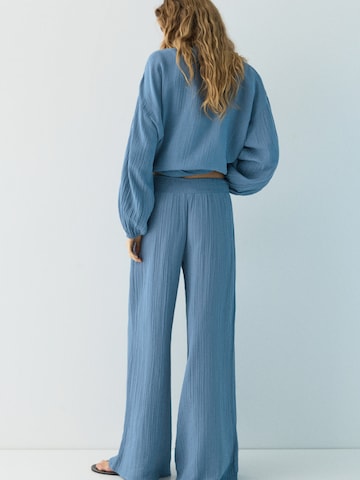 Pull&Bear Široký strih Nohavice - Modrá