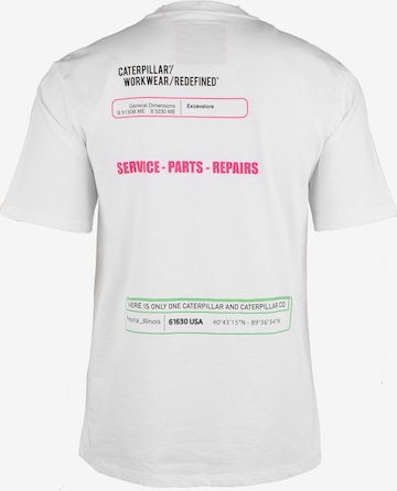 T-Shirt 'Caution' CATERPILLAR en blanc