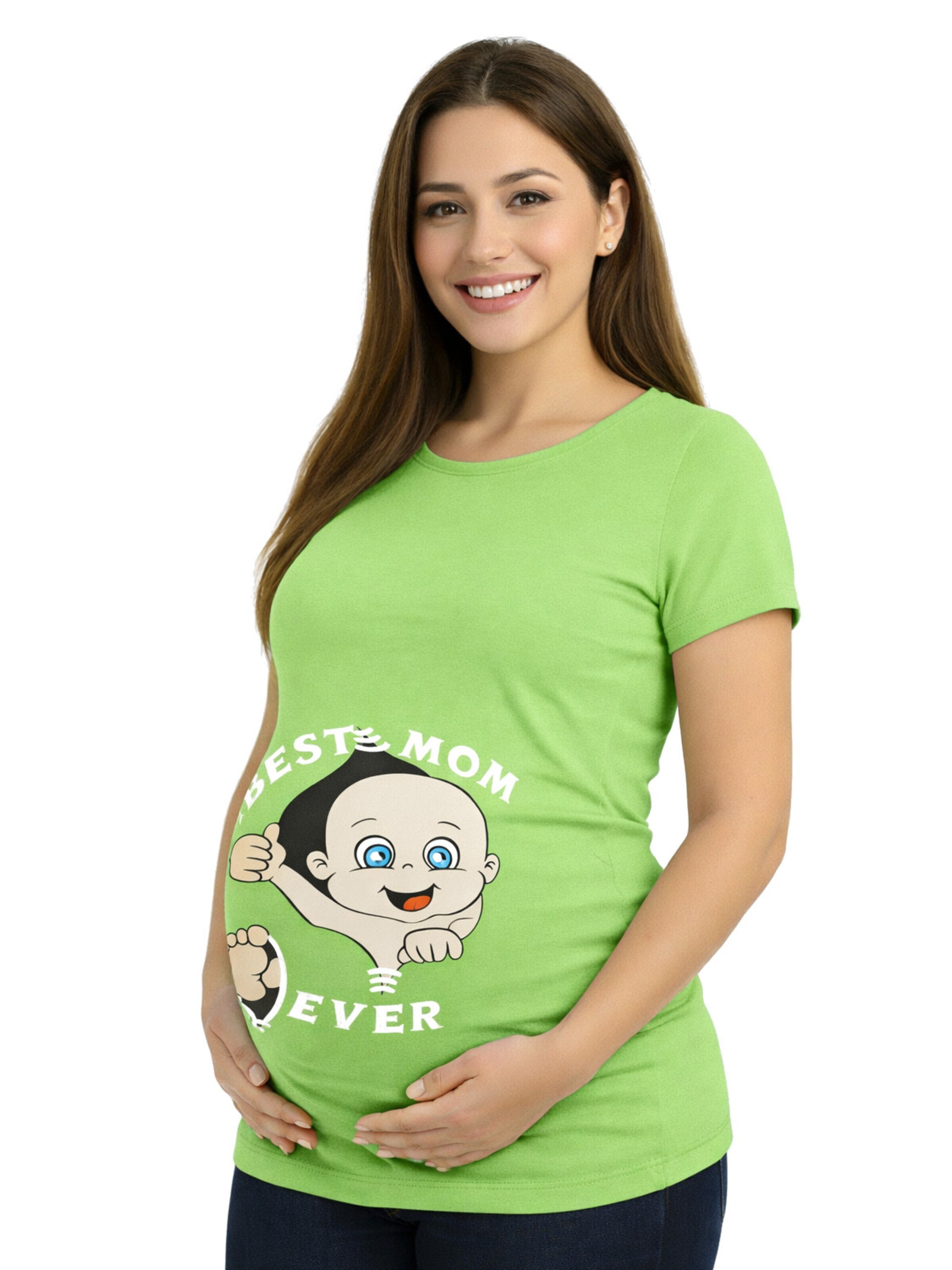 M.M.C. Shirt 'Best Mom Ever Umstandsshirt' in Green: front