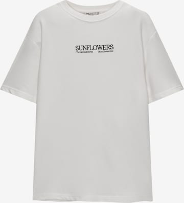 Pull&Bear Collegepaita värissä valkoinen: etupuoli