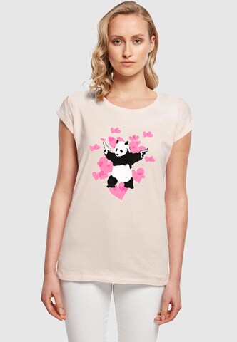 Merchcode Shirt 'Brandalised - Panda Guns With Hearts' in Pink: Vorderseite