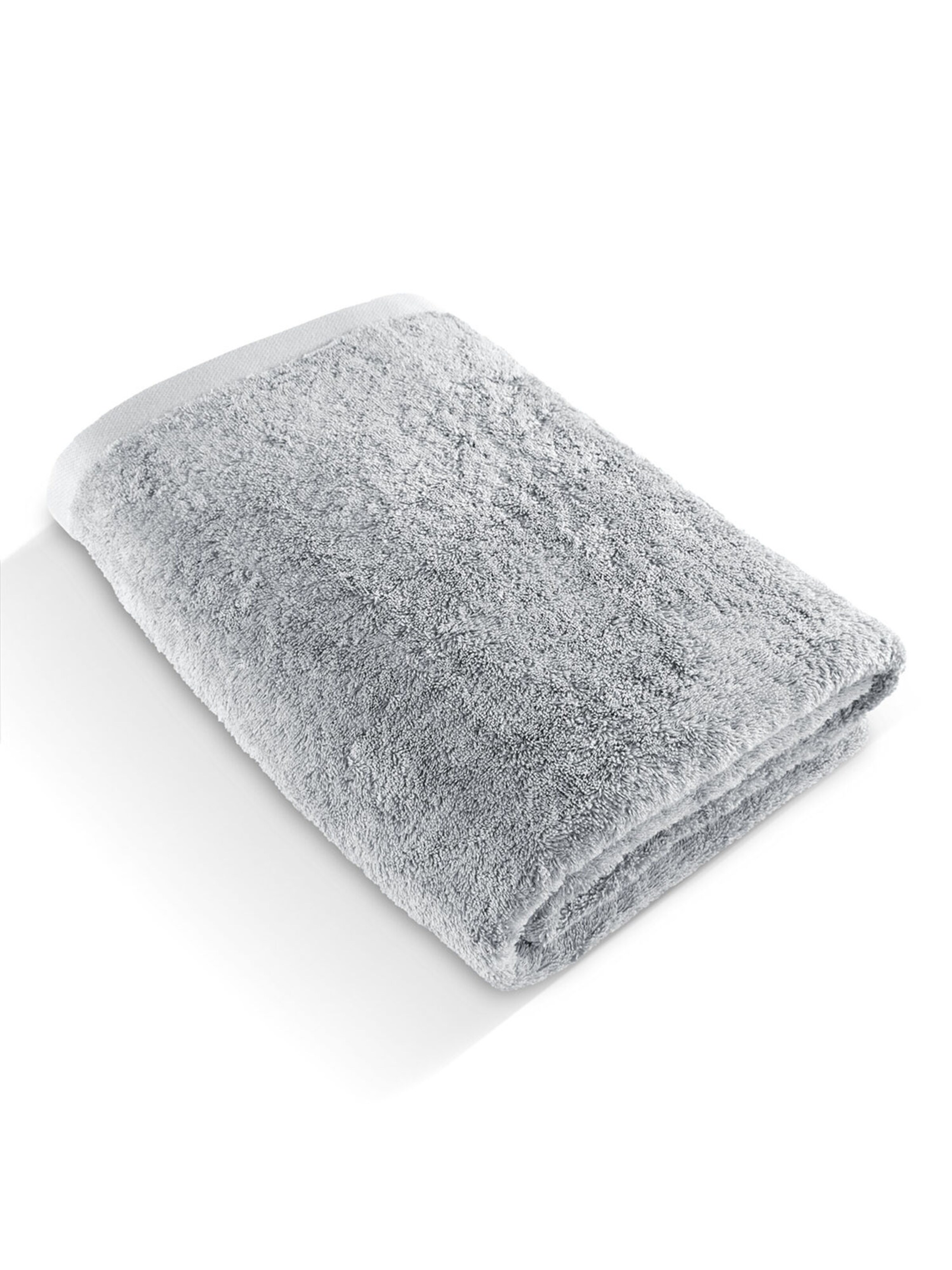 Herzbach home Saunatuch Pura, feingemusterte Bordüre, weich, hochwertig, Flächengewicht 550 gsm in silber, Produktansicht