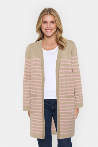 SAINT TROPEZ Knit cardigan 'Grila' in Beige: front