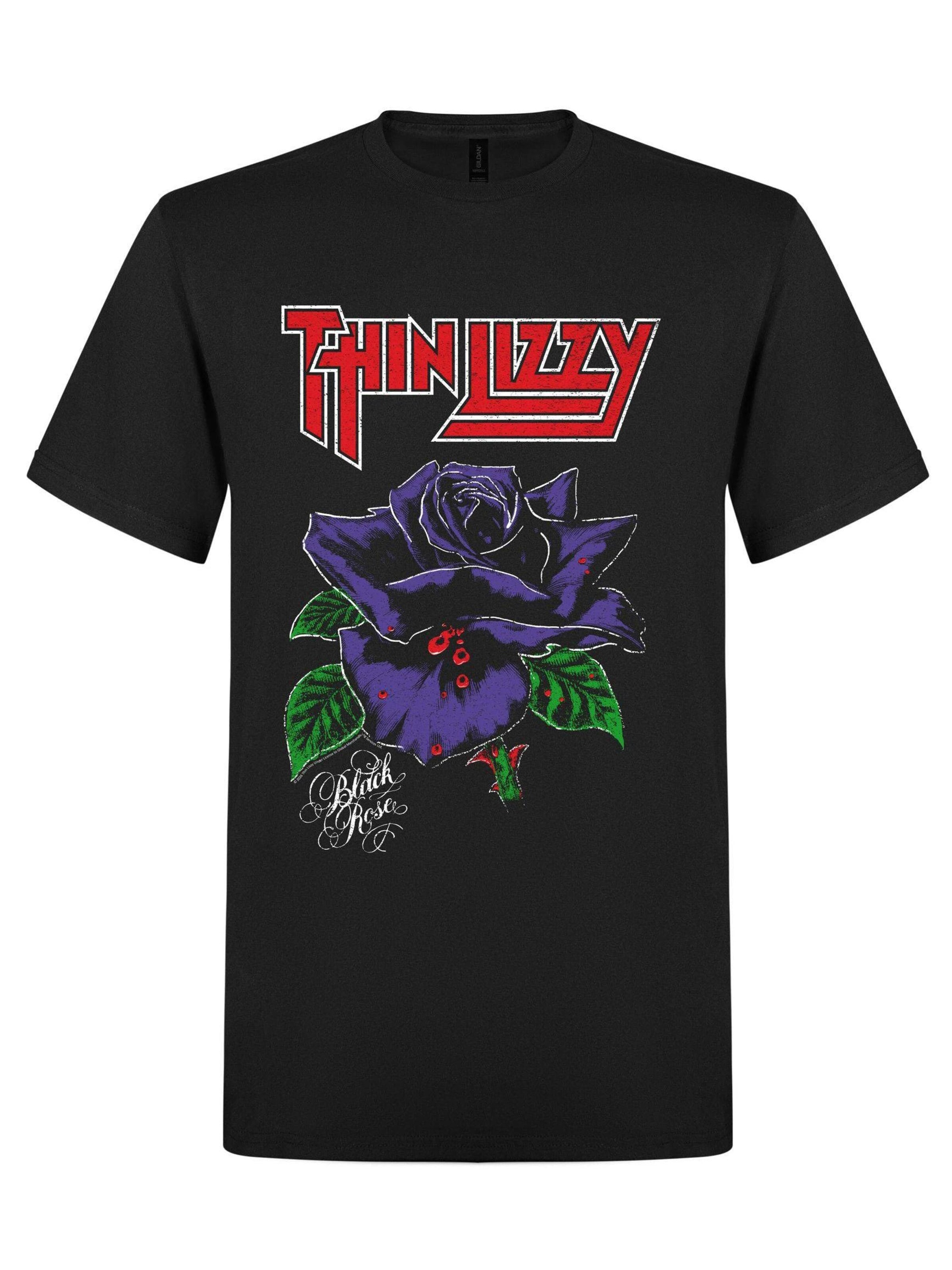 Thin Lizzy Shirt 'Thin Lizzy Black Rose T-Shirt' in Black: front