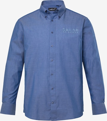 Men Plus Button Up Shirt in Blue: front